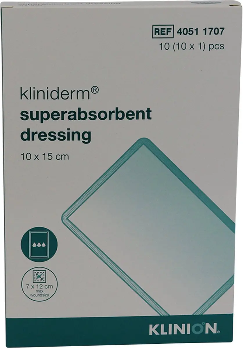 Klinion Kliniderm Superabsorberend Verband 10x15cm - 10 Stuks