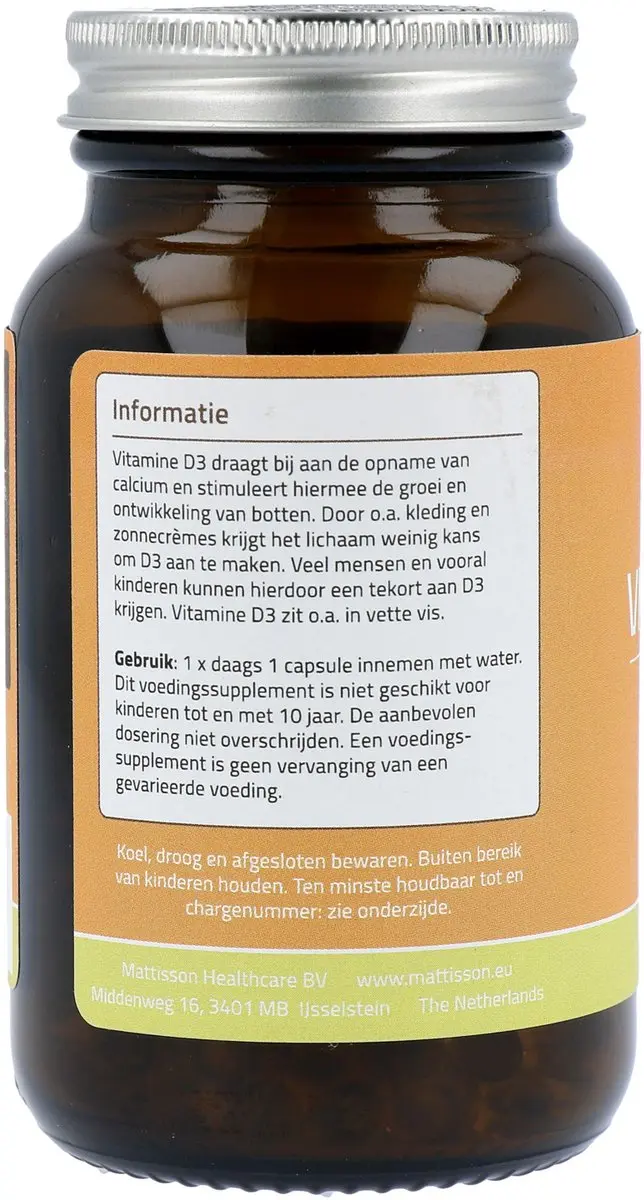 Mattisson Vitamine D3 75 mcg 3000 IE 240 Capsules