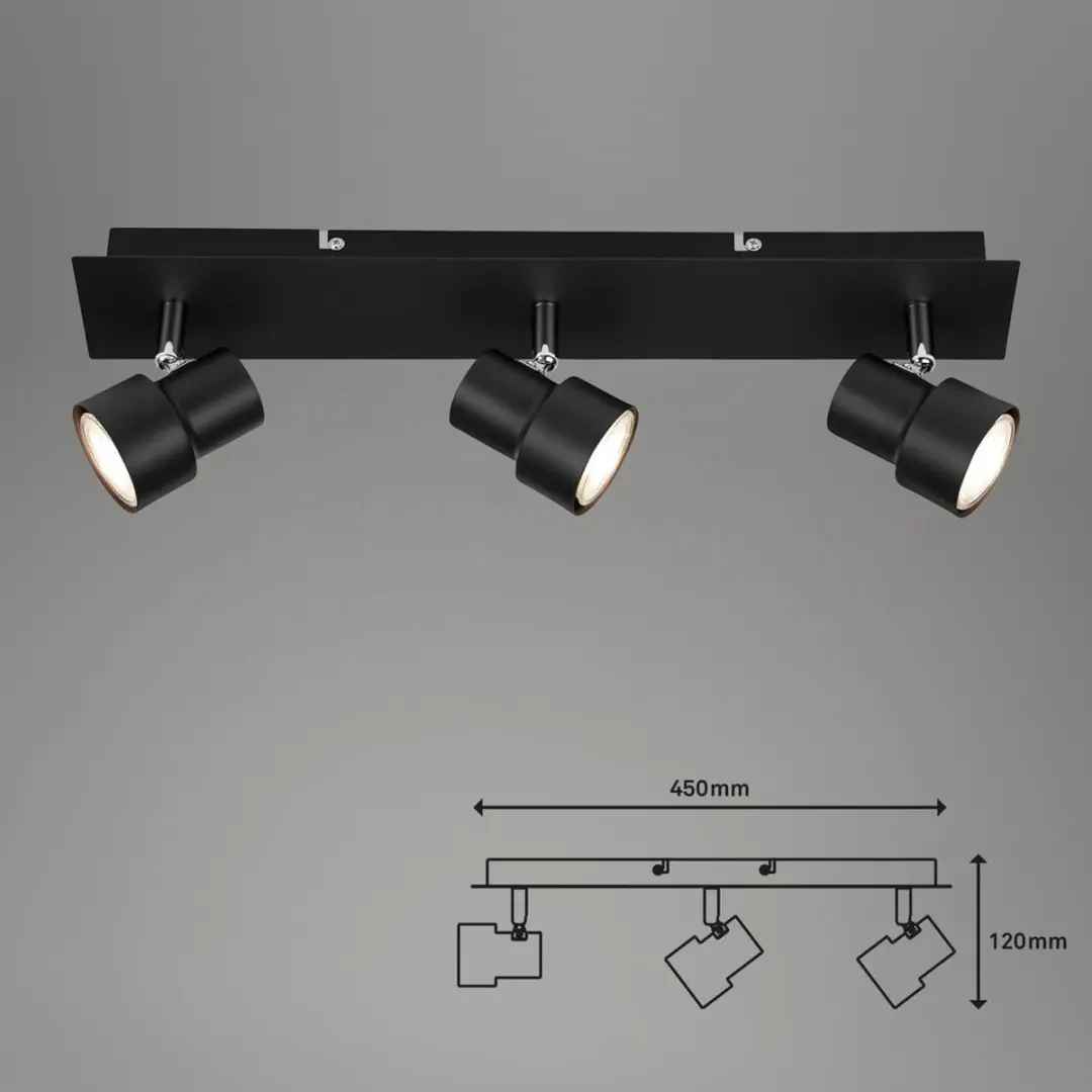 Briloner ROCK Plafondlamp 3x GU10 5W - 460lm - Zwart