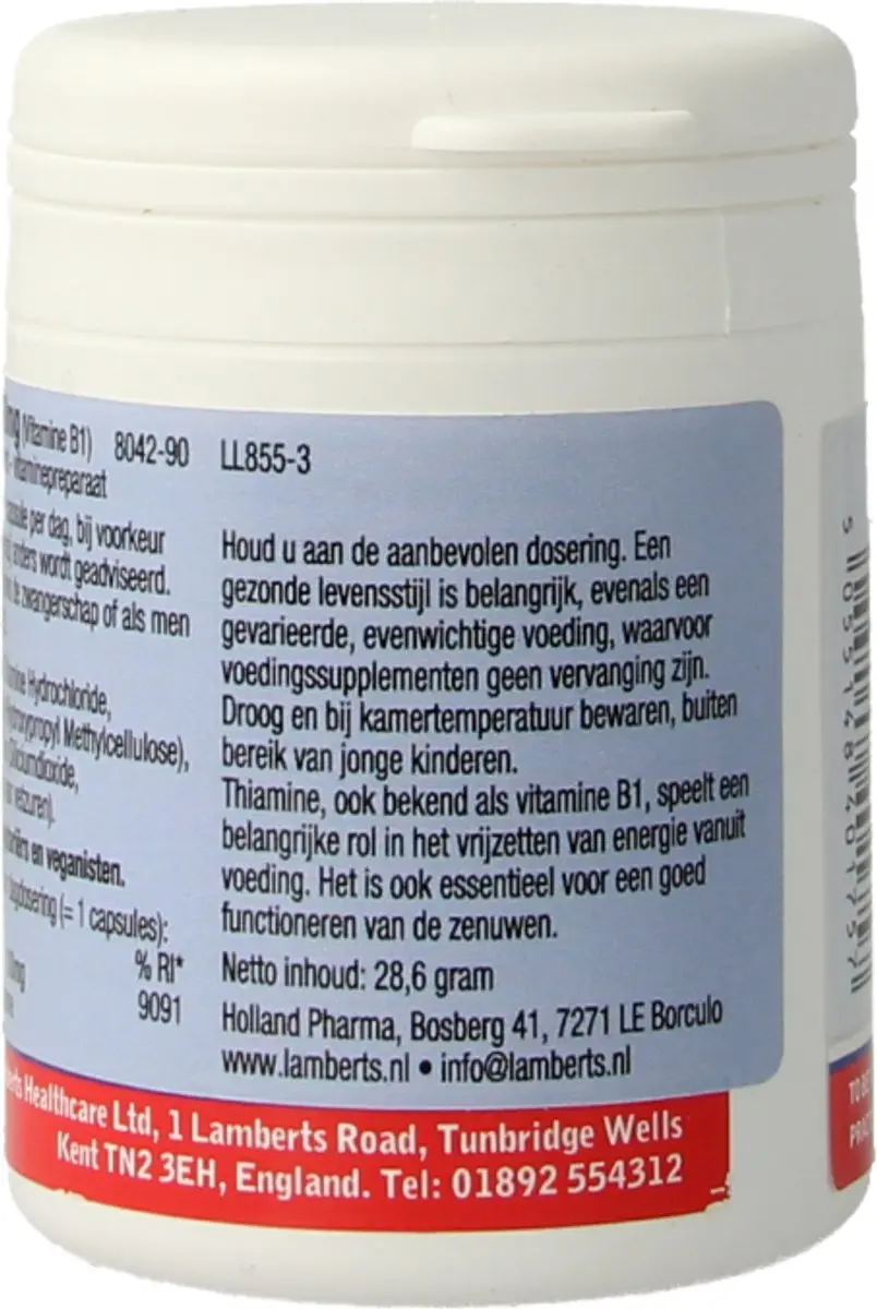 Lamberts Vitamine B1 100mg - 90 Stuks