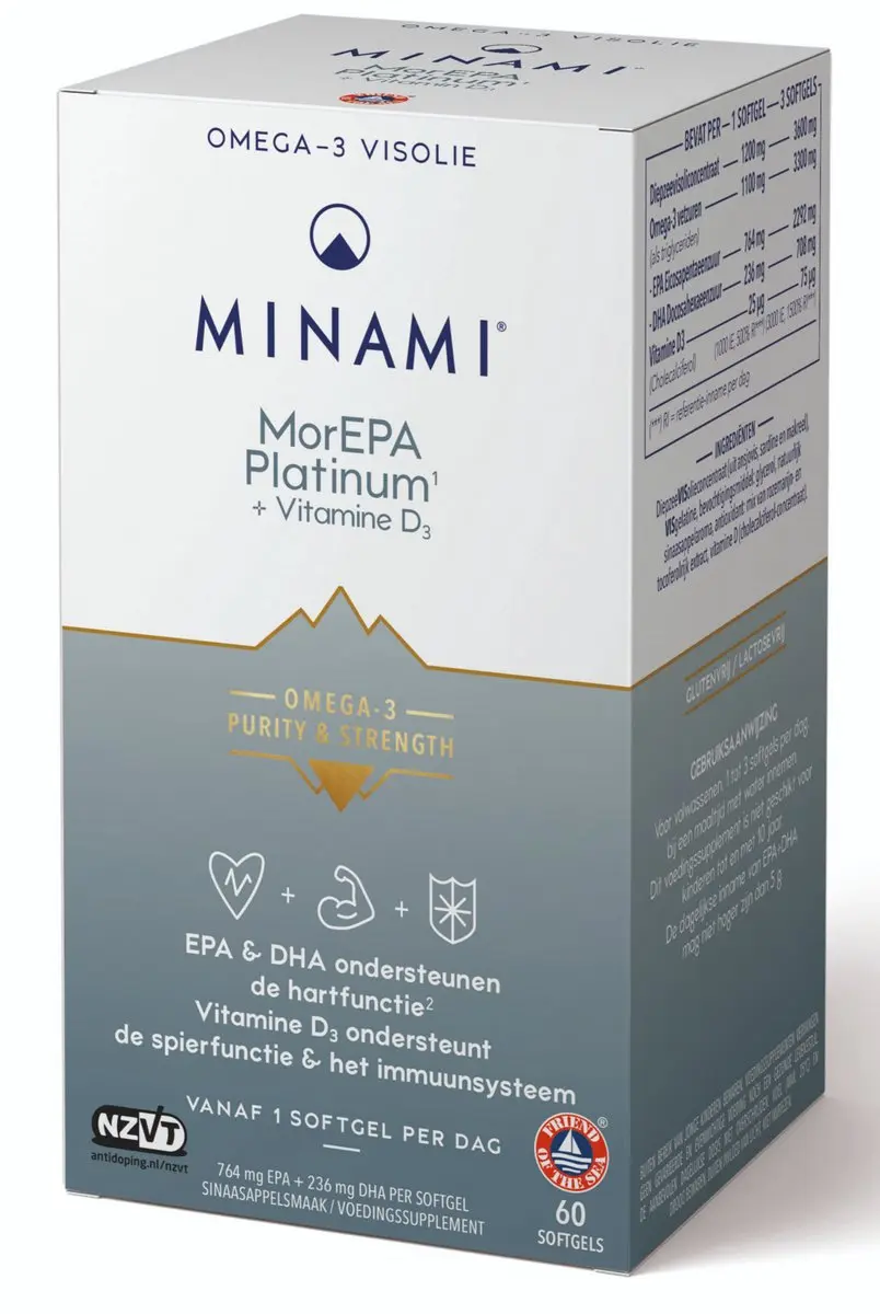 Minami MorEPA Platinum + Vitamine D3 60 Softgels