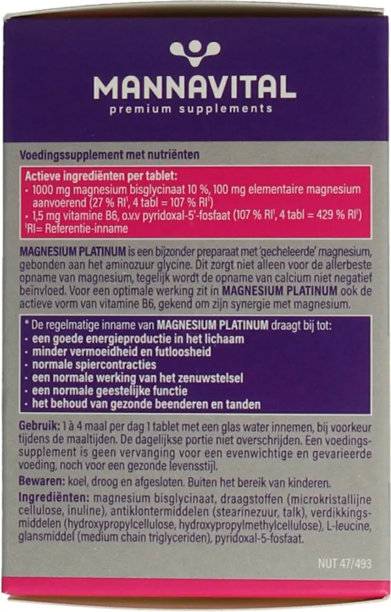 Mannavital Magnesium Platinum 90 tabletten
