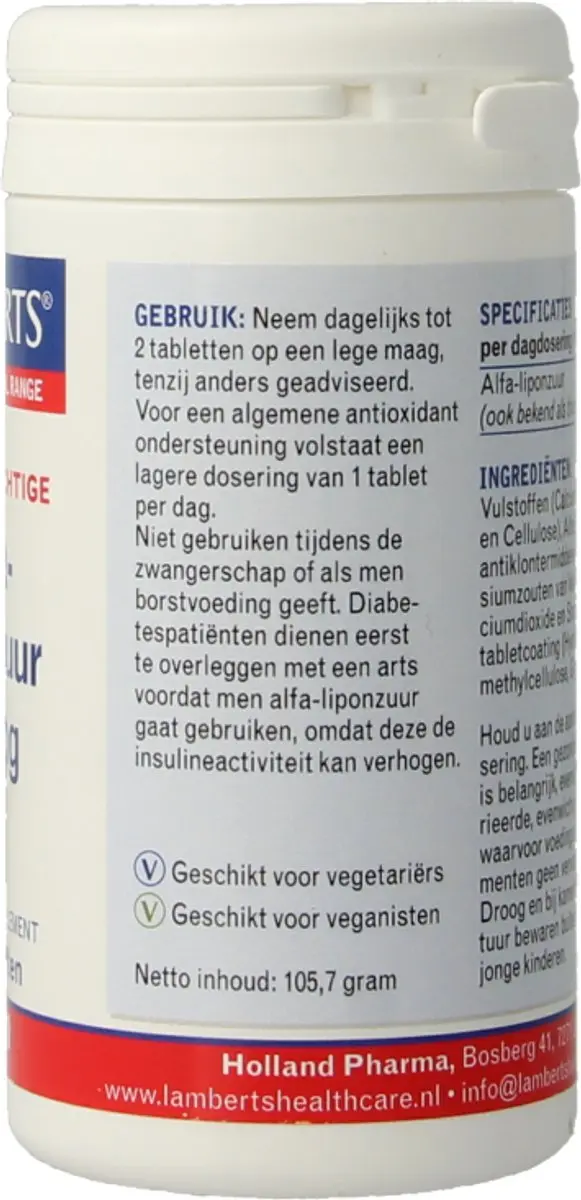 Lamberts Alfa Liponzuur 300mg 90 Tabletten
