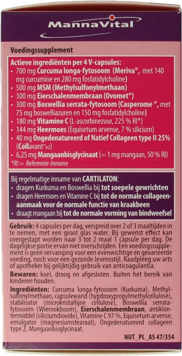 Mannavital Cartilaton 120 Vegetarische Capsules