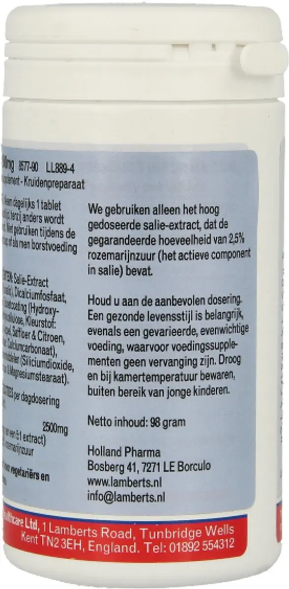 Lamberts Sage 2500mg Tabletten - 90 Stuks