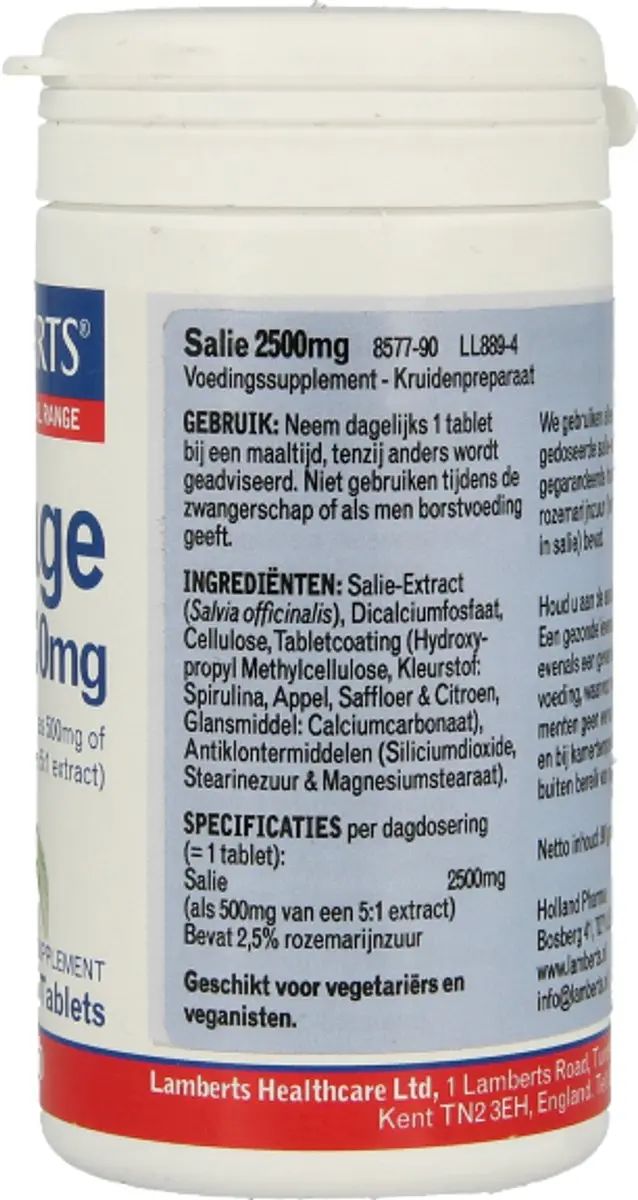 Lamberts Sage 2500mg Tabletten - 90 Stuks