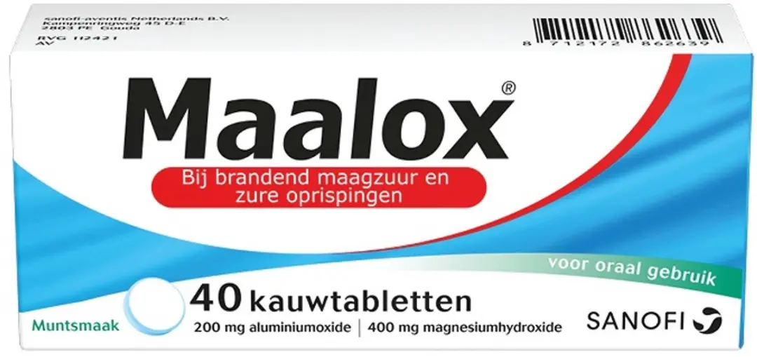 Maalox Kauwtabletten Muntsmaak - 40 Stuks