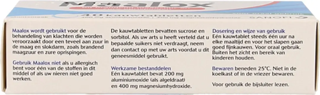 Maalox Kauwtabletten Muntsmaak - 40 Stuks