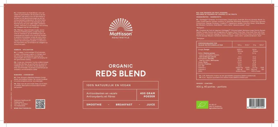 Mattisson Biologische Reds Blend Poeder 400g