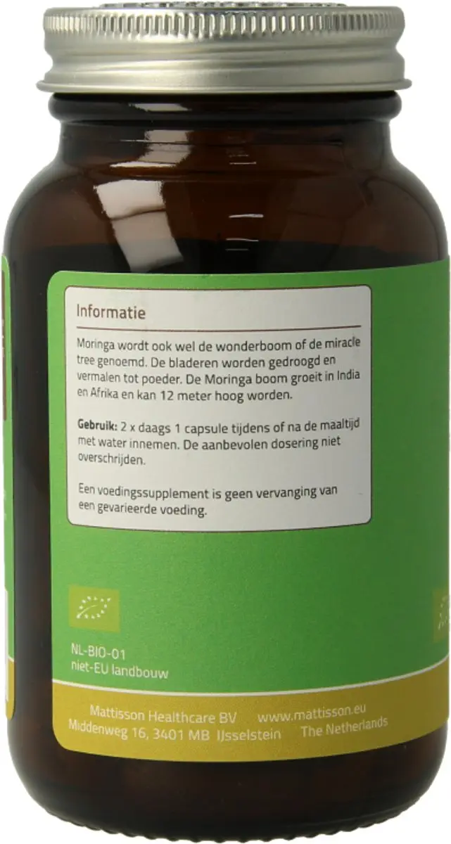 Mattisson Biologisch Moringa Blad 400mg Voedingssupplement 60 Capsules