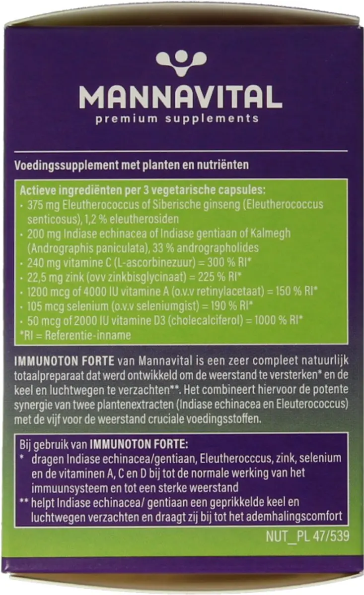 Mannavital Immunoton Forte 60 Vegetarische Capsules