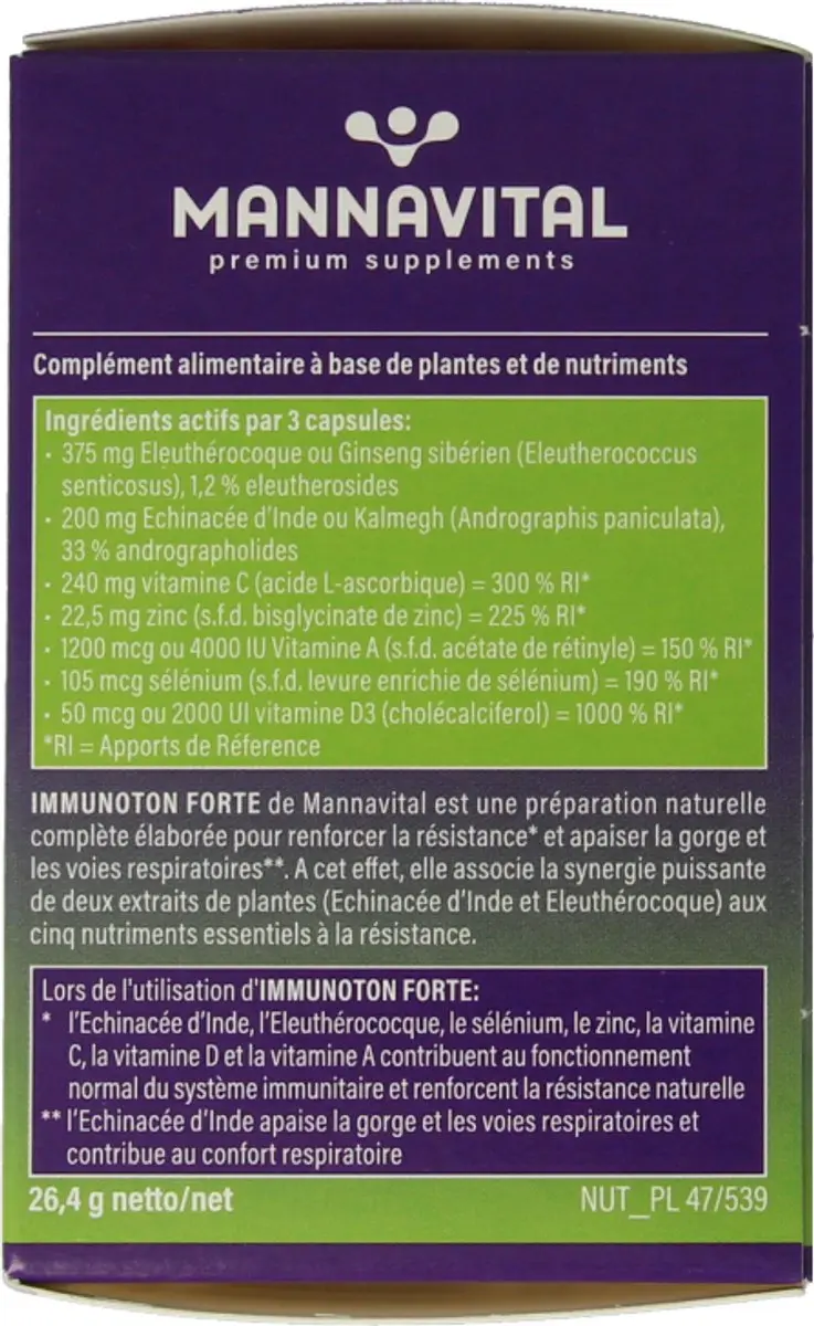 Mannavital Immunoton Forte 60 Vegetarische Capsules