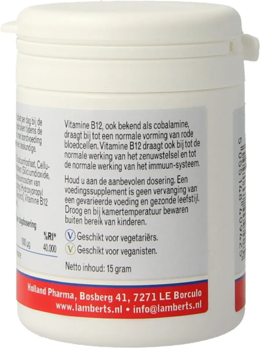 Lamberts Vitamine B12 Methylcobalamine 1000mcg - 60 Tabletten