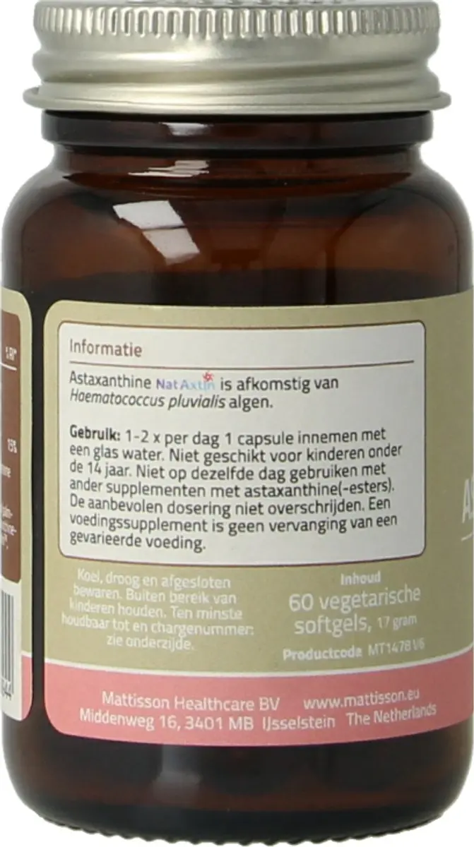Mattisson Astaxanthine Nataxtin 4mg 60 Capsules