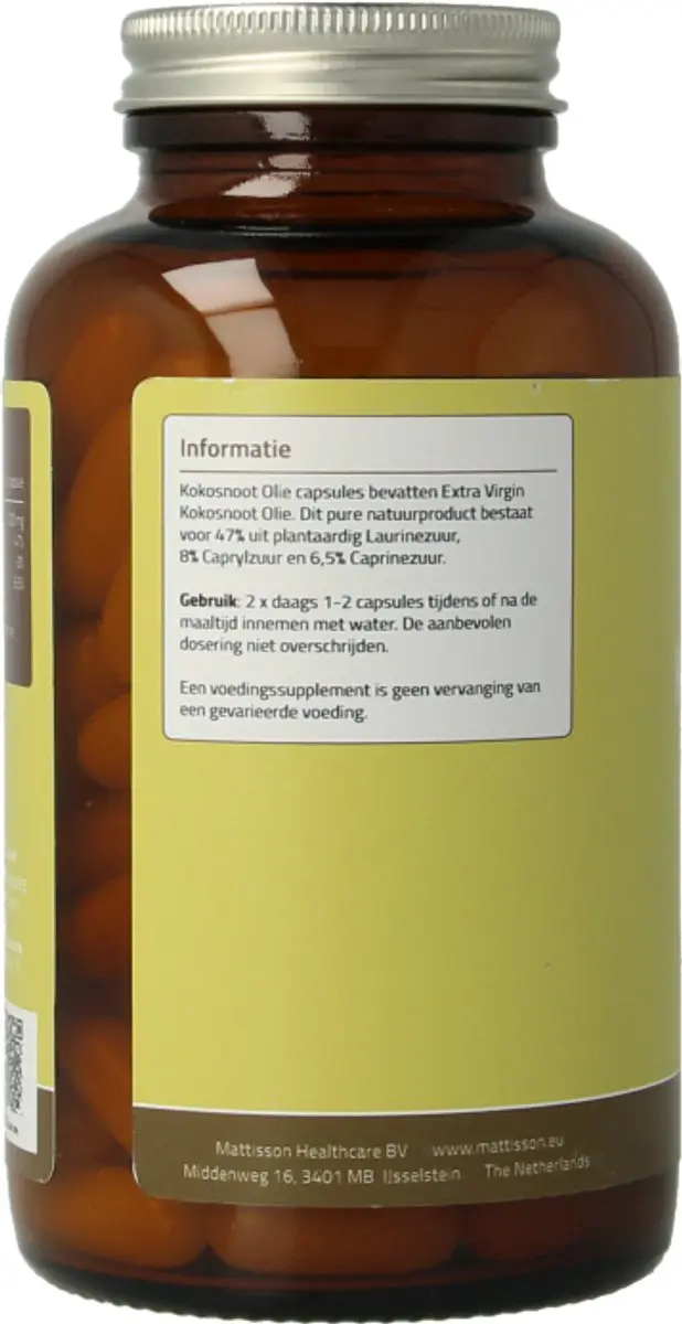 Mattisson Kokosnootolie 1000mg Capsules - 120 Stuks