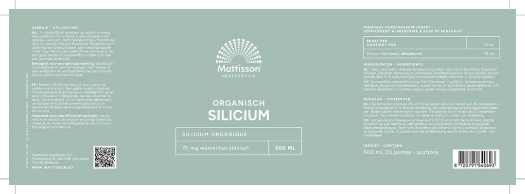 Mattisson Organisch Silicium 70mg 500ml