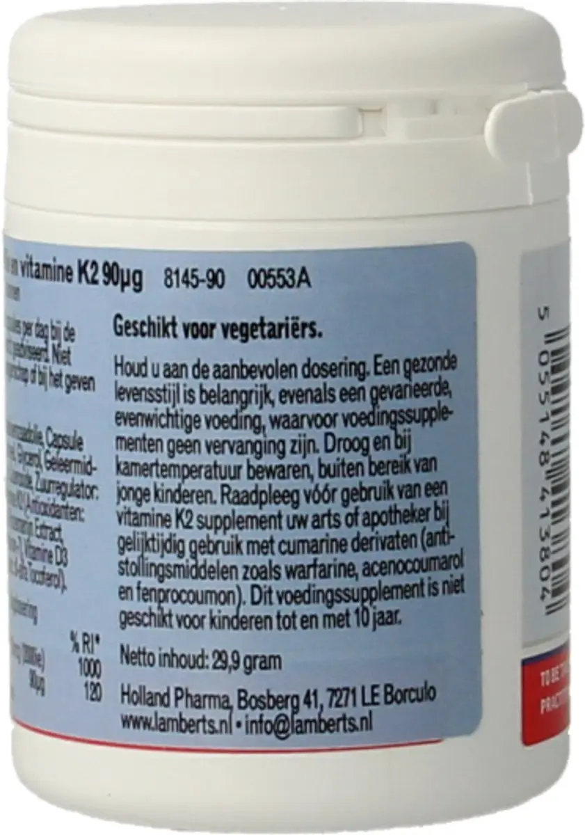 Lamberts Vitamine D3 2000IE & K2 90mcg Capsules - 90 Stuks