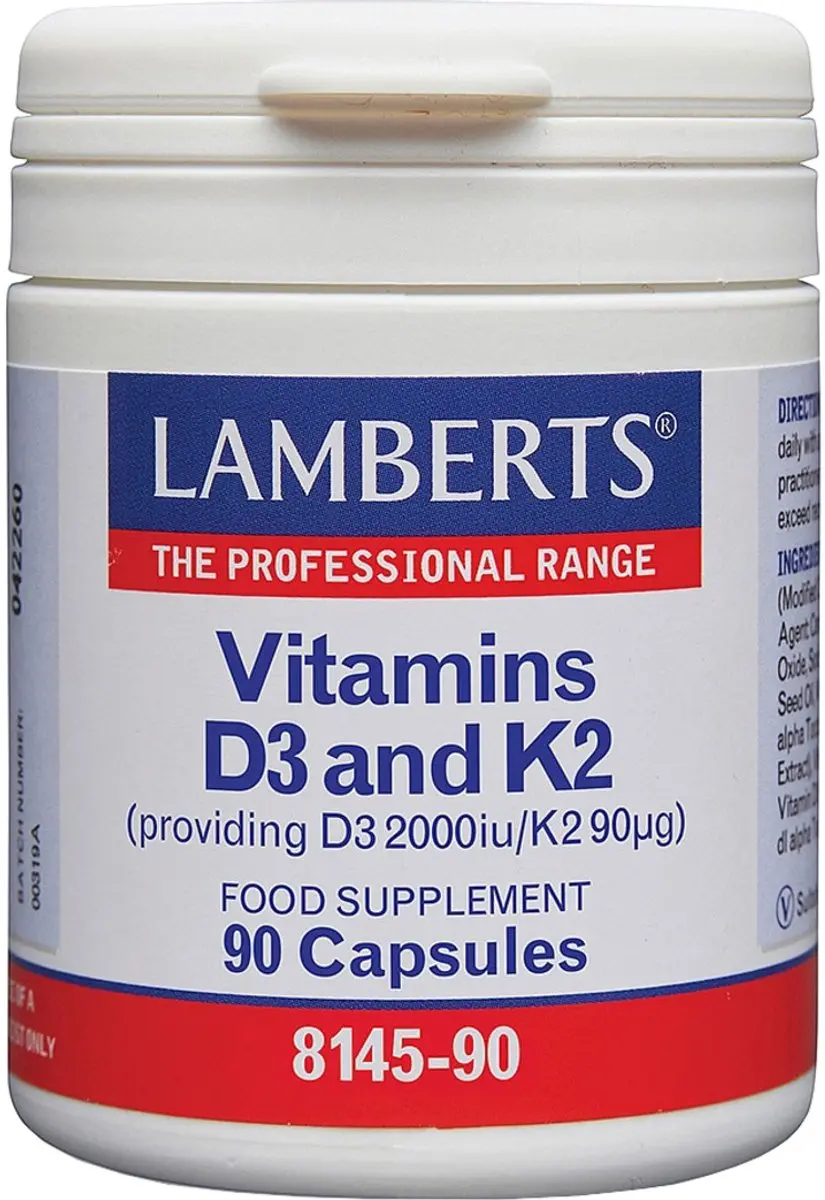 Lamberts Vitamine D3 2000IE & K2 90mcg Capsules - 90 Stuks