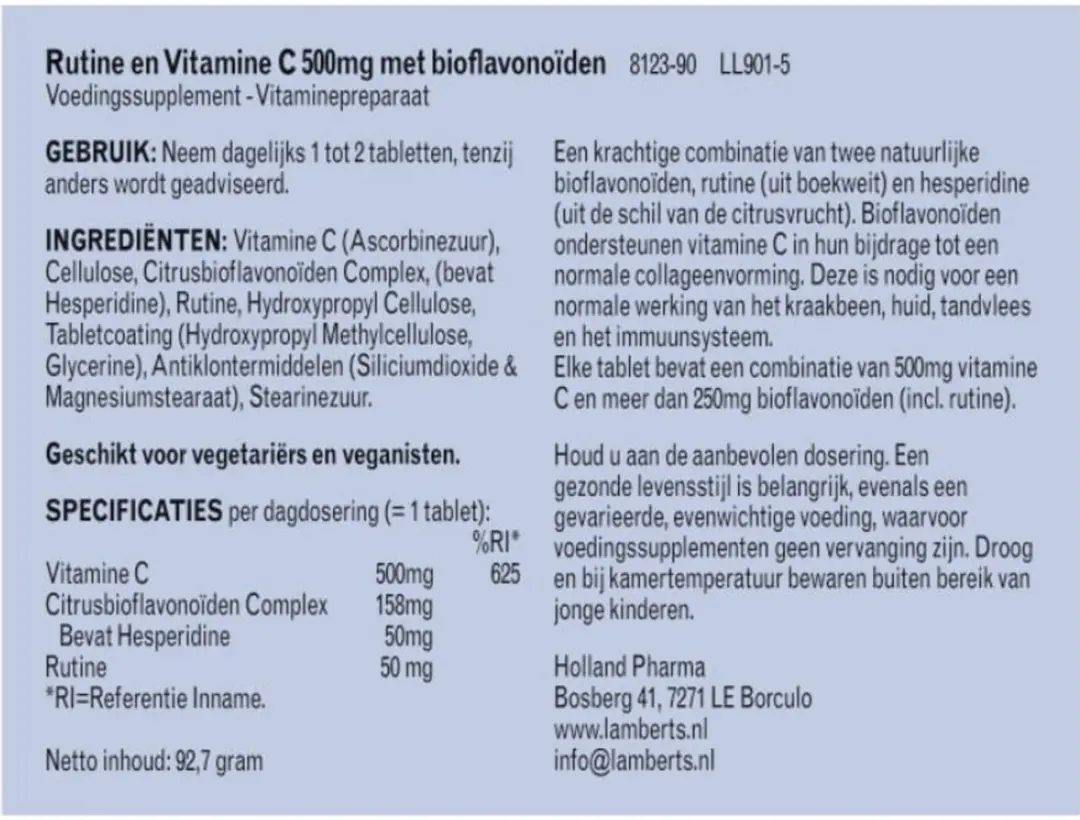 Lamberts Rutine C Bioflav 90 Stuks - 90ml