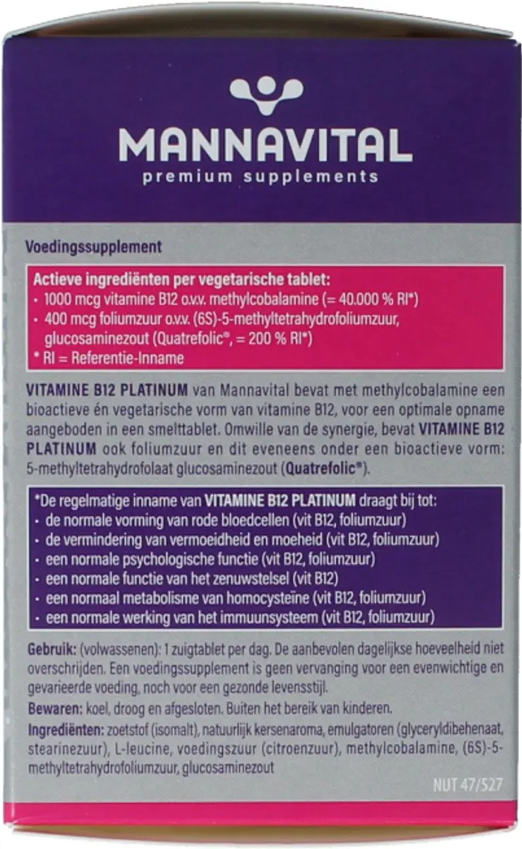 Mannavital Vitamine B12 Platinum 60 Tabletten
