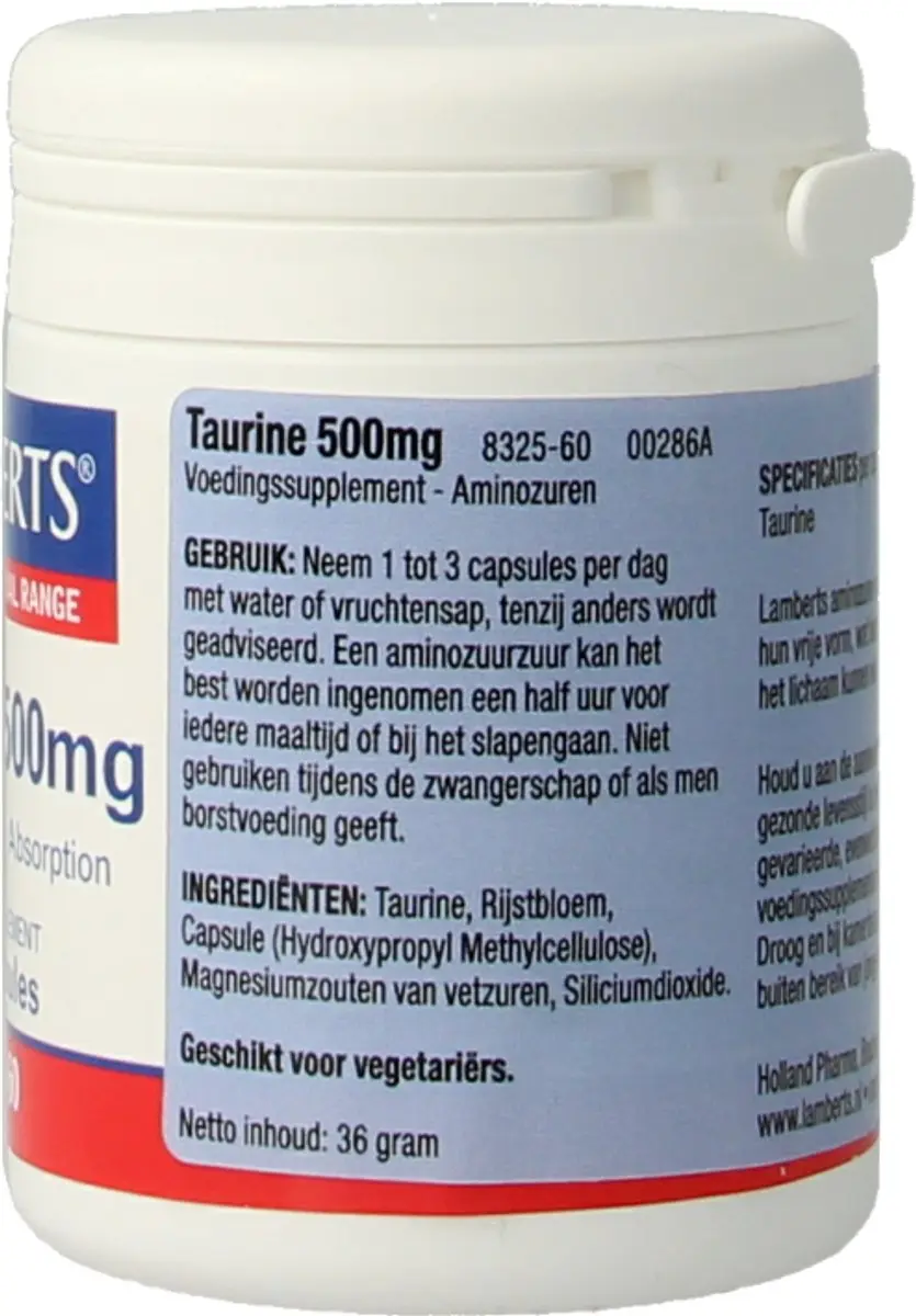 Lamberts Taurine 500mg Capsules - 60 Stuks