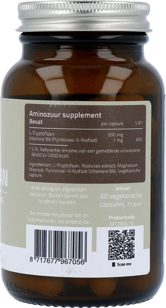 Mattisson L-Tryptofaan 500mg 60 Capsules - Met Vitamine B