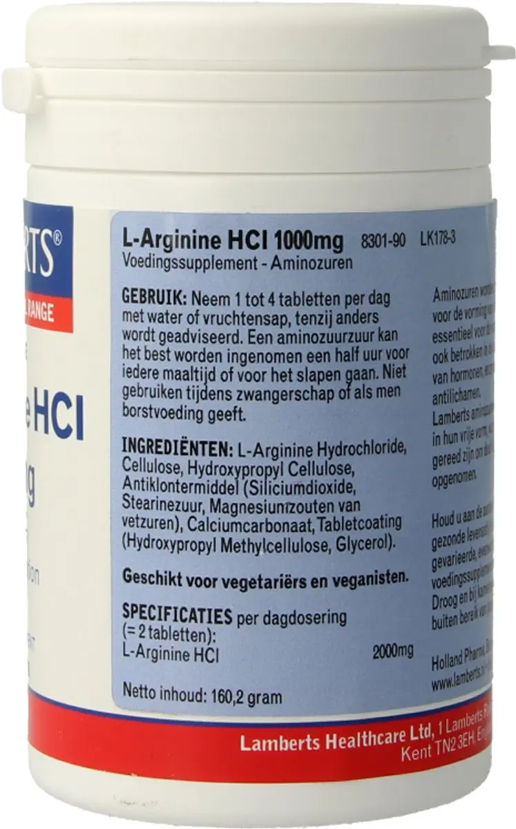 Lamberts L-Arginnie HCI 1000 mg - 90 Tabletten