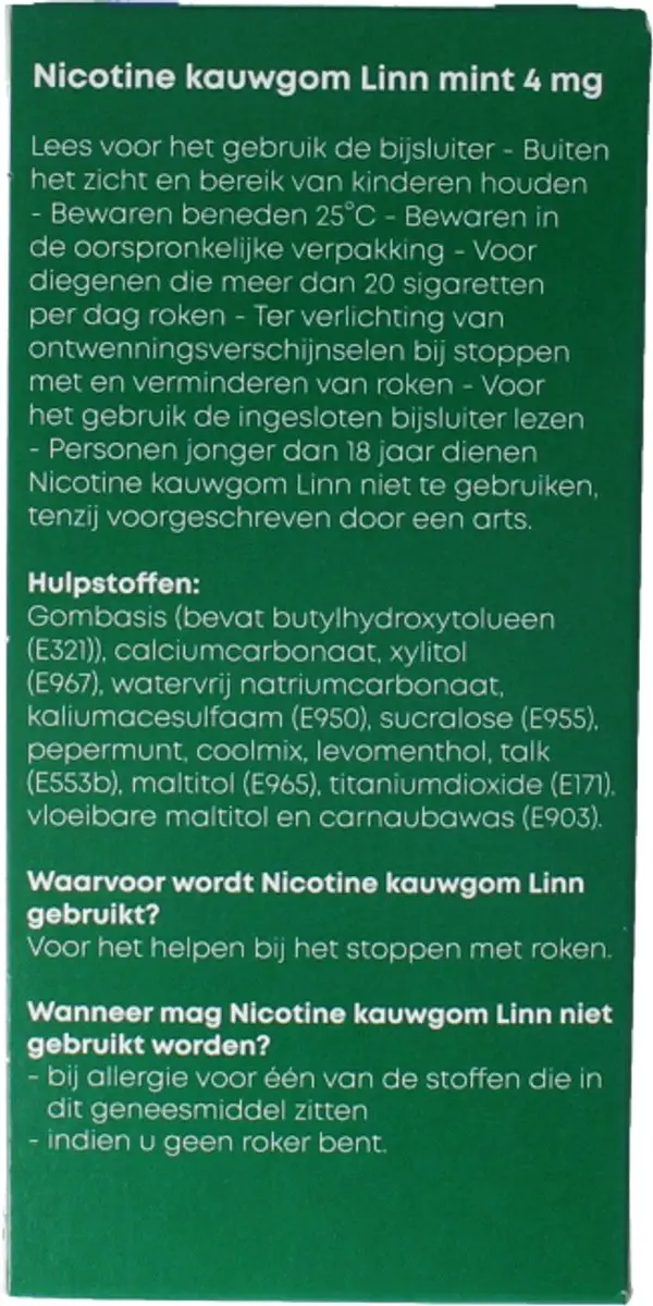Linn Nicotine Kauwgom Mint 4mg