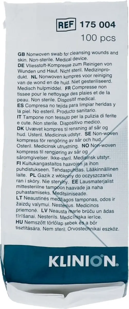 Klinion Non-Woven Compres 5x5cm - 100 Stuks