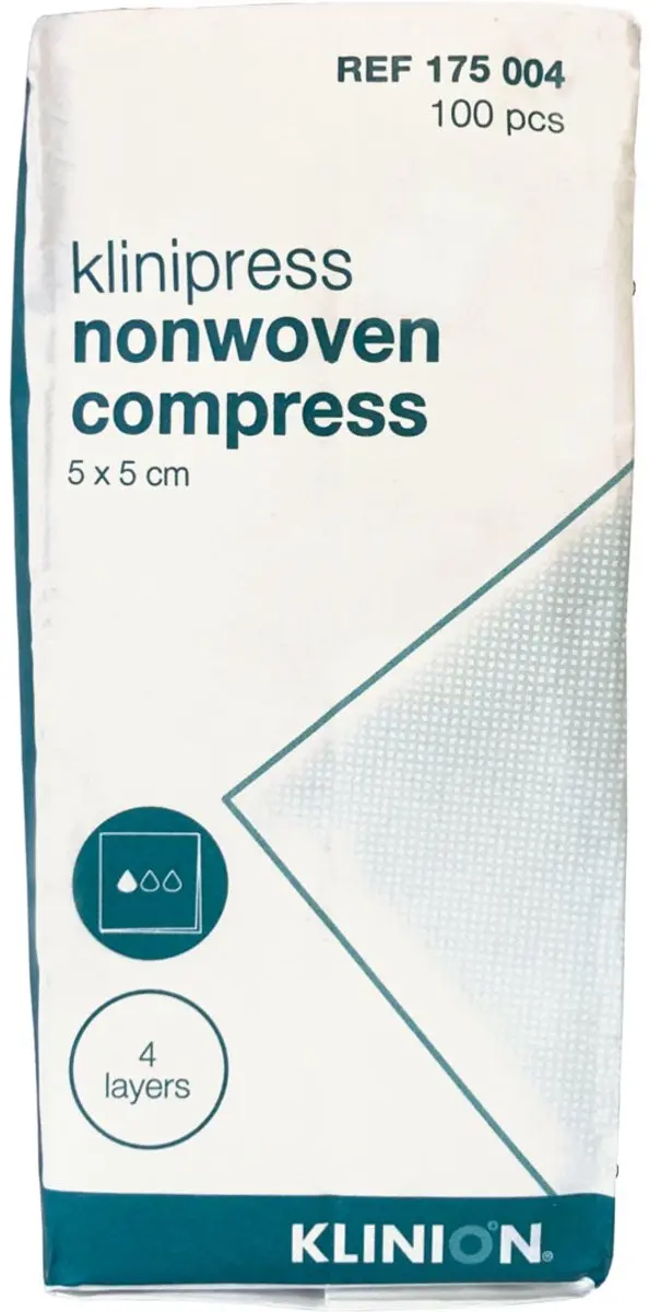 Klinion Non-Woven Compres 5x5cm - 100 Stuks