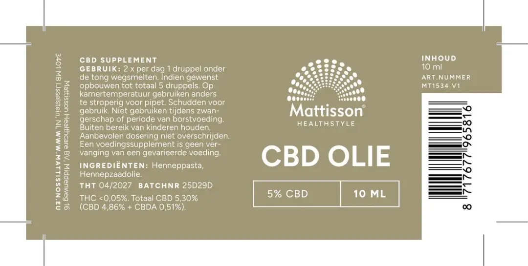 Mattisson CBD Olie 5% - 10ml