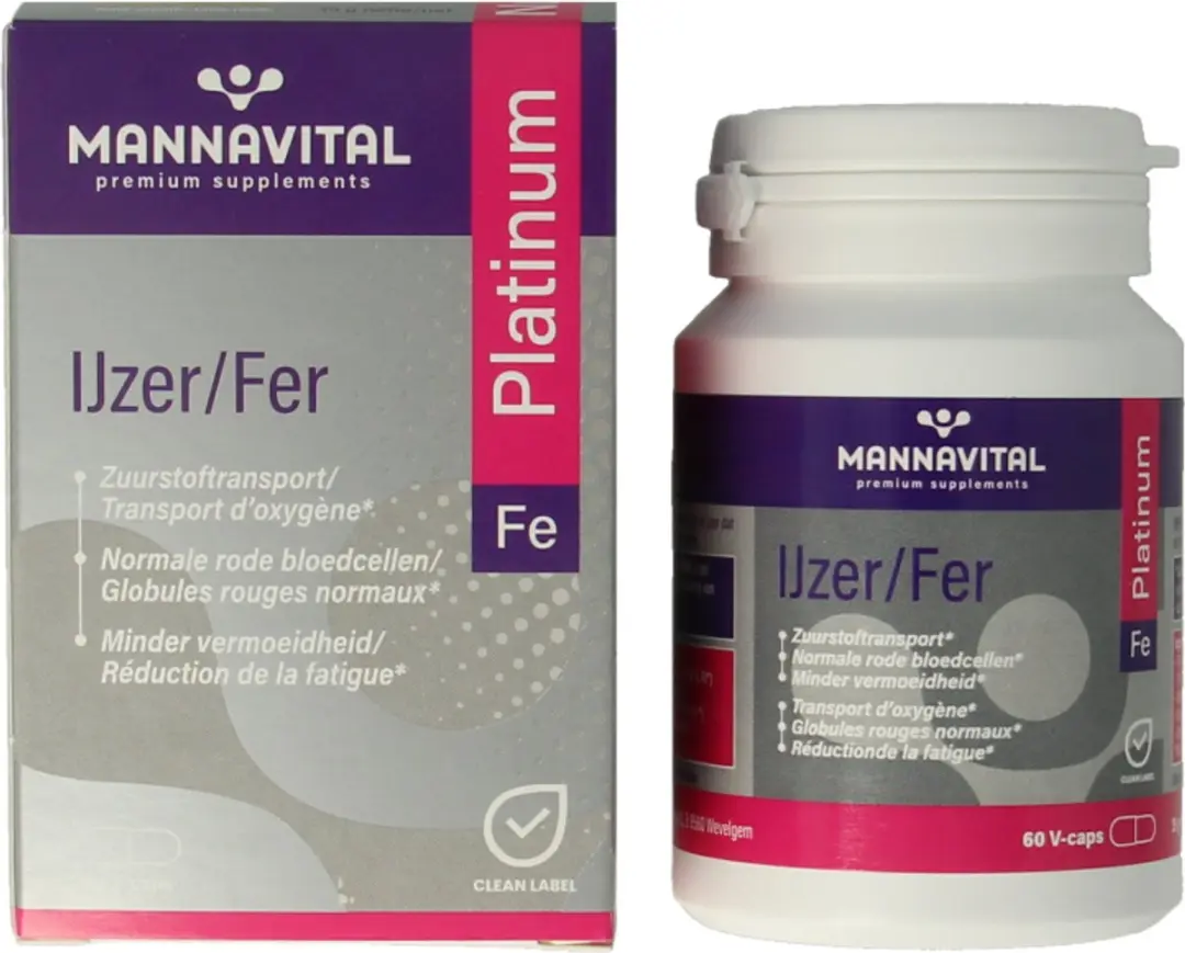 Mannavital IJzer Platinum 60 Vegetarische Capsules