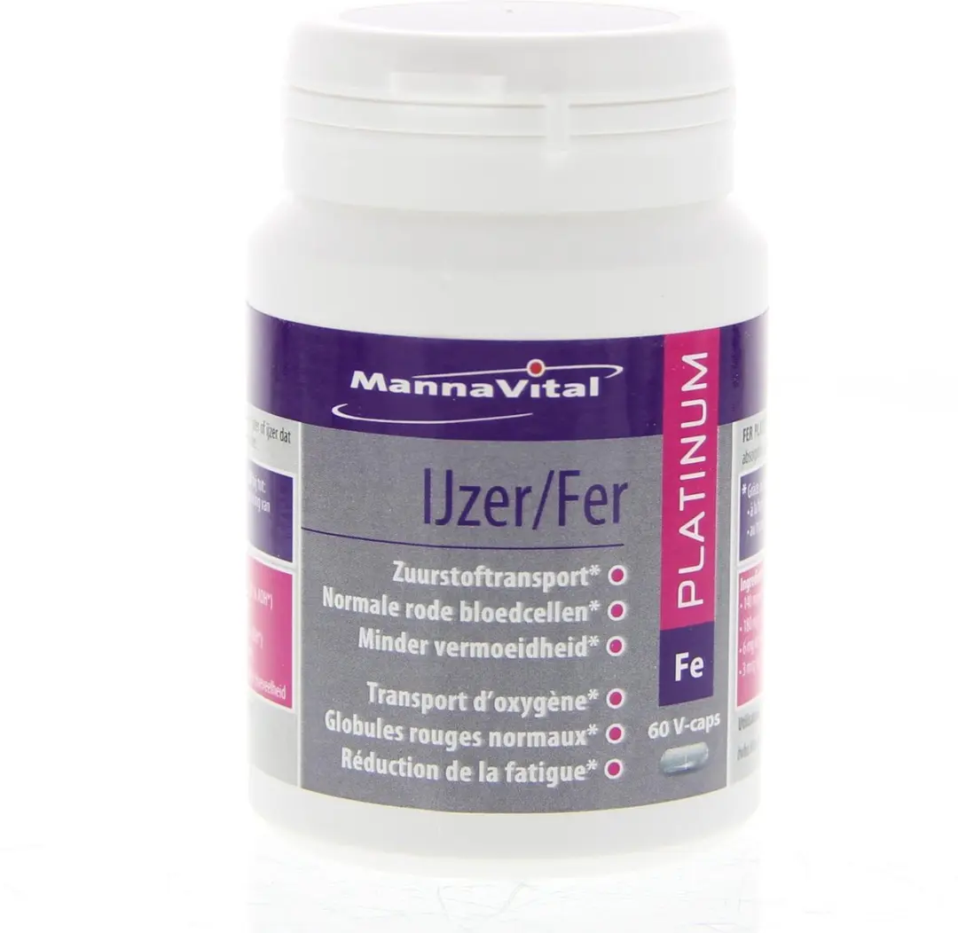 Mannavital IJzer Platinum 60 Vegetarische Capsules