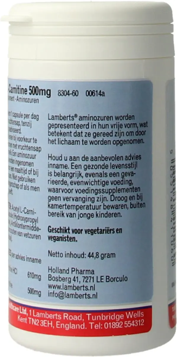 Lamberts Acetyl-L-Carnitine 500mg - 60 Capsules