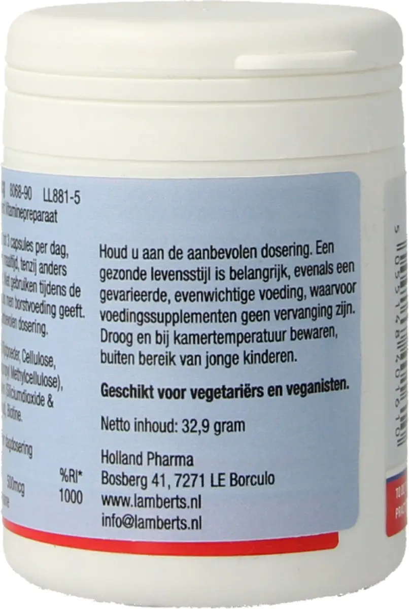 Lamberts Biotin 500Mcg - 90 Stuks