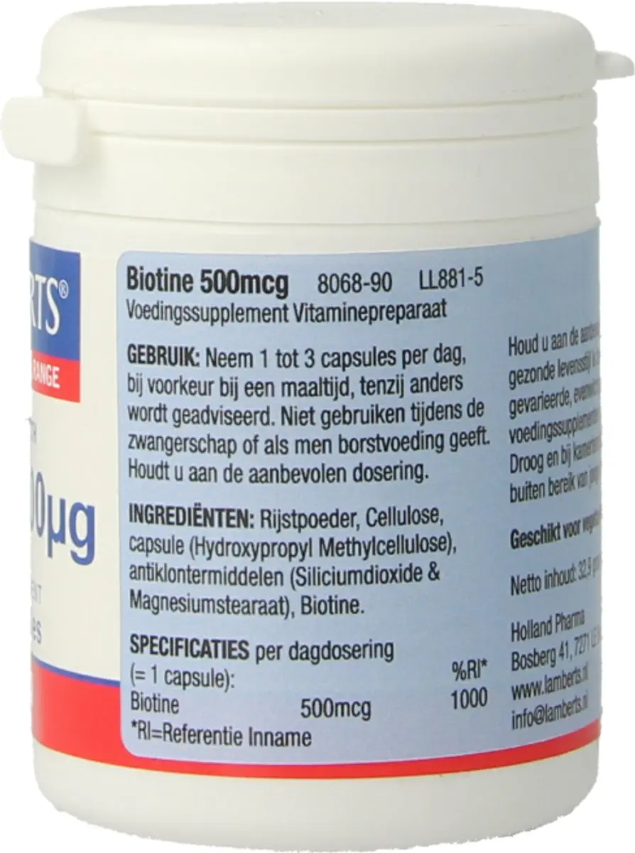 Lamberts Biotin 500Mcg - 90 Stuks