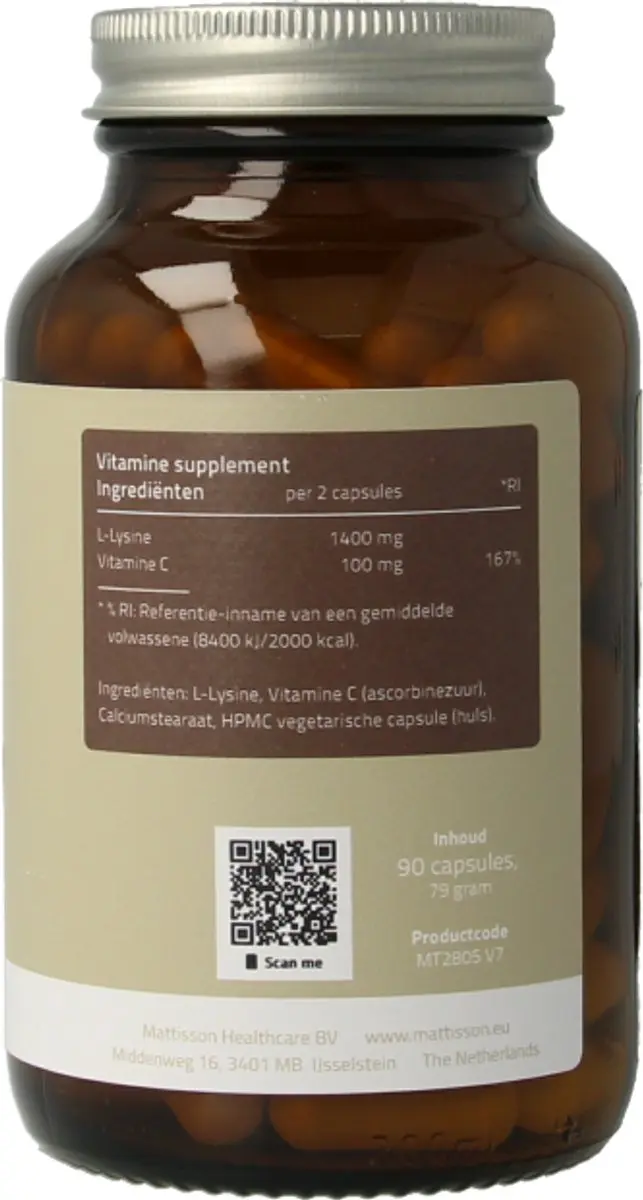Mattisson L-Lysine+ Vitamine C 90 Capsules