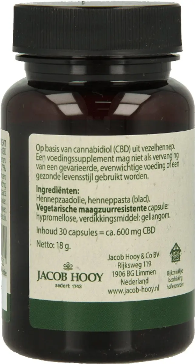 Jacob Hooy CBD 20mg Capsules - 30 Stuks