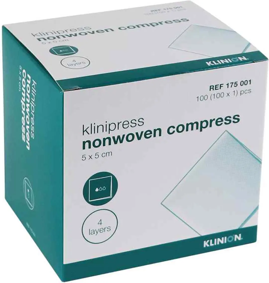 Klinion Gaaskompres Nonwoven Steriel 5x5cm - 100 Stuks