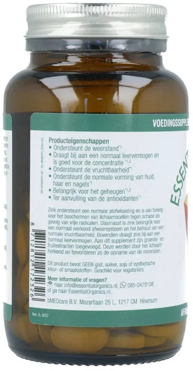 Essential Organics Zink 25mg Tabletten - 90 Stuks