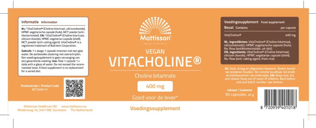 Mattisson Vitacholine 400mg Capsules - 90 Stuks