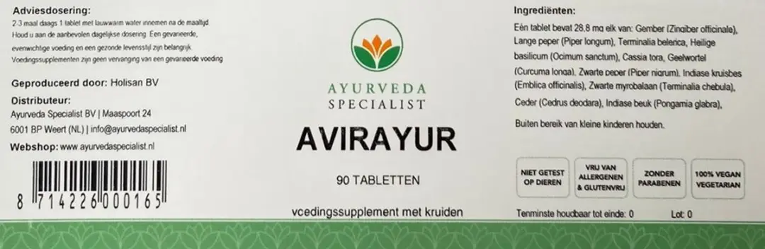 Holisan Avirayur Voedingssupplement 90 Tabletten