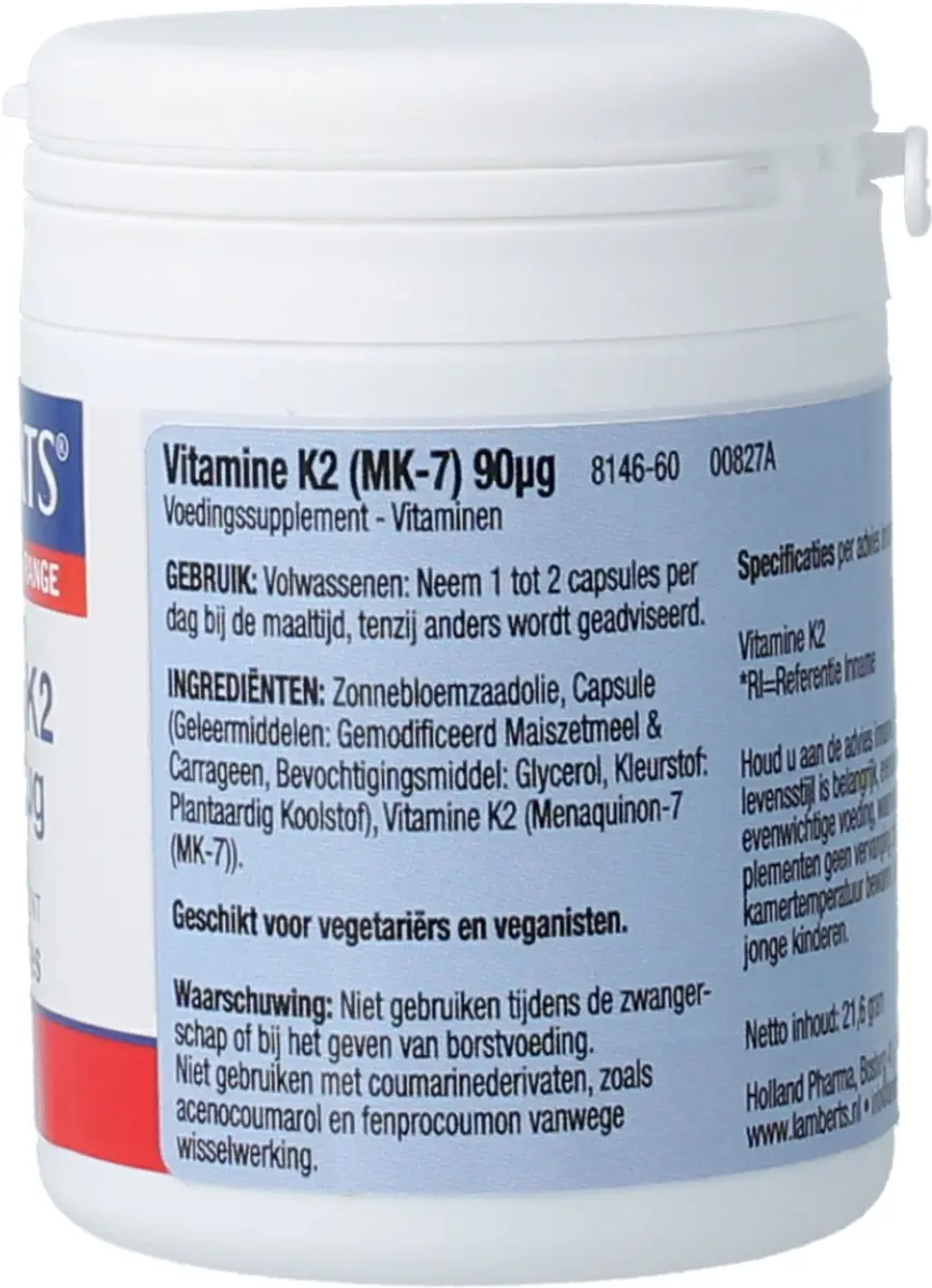 Lamberts Vitamine K2 90mcg Capsules - 60 Stuks