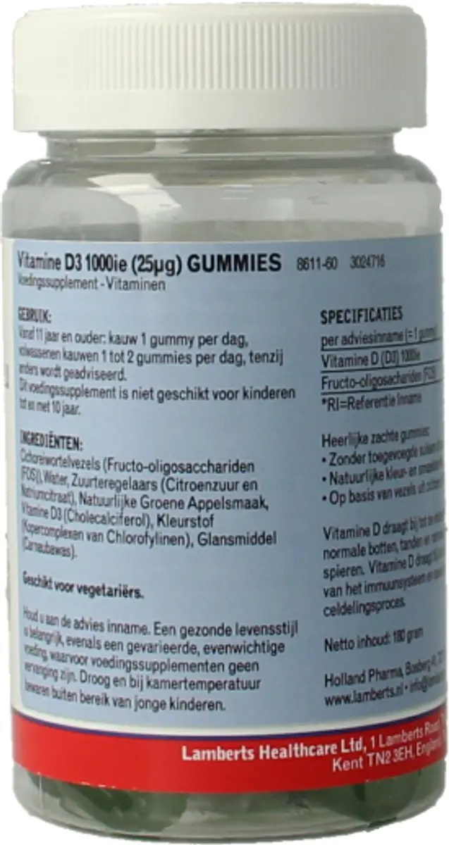 Lamberts Vitamine D3 1000IE Gummies - 60 Stuks