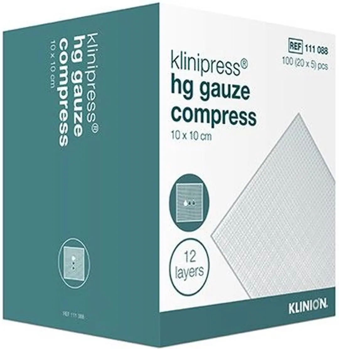 Klinion HG Steriel Gaaskompres 12-laags 5x5cm - 100 Stuks