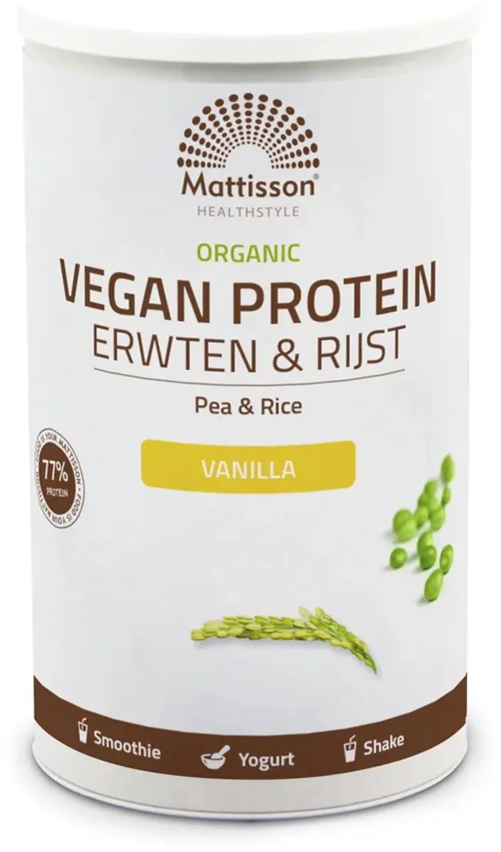 Mattisson Biologisch Vegan Eiwitpoeder Erwten & Rijst Vanille 500g