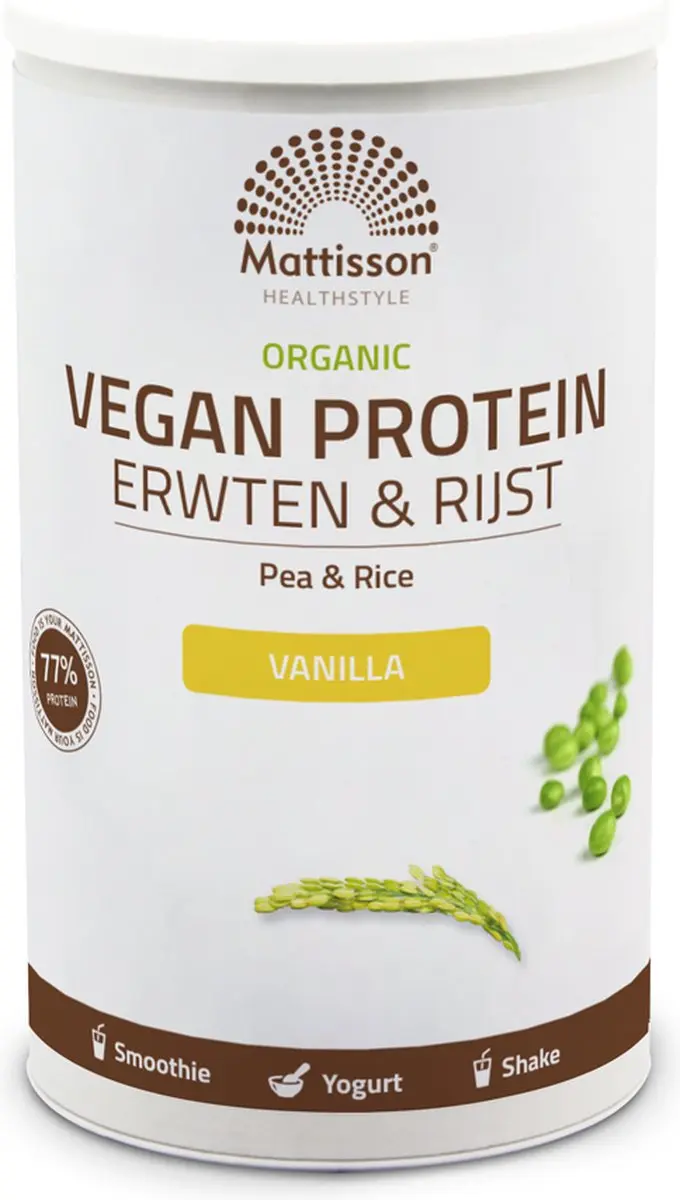 Mattisson Biologisch Vegan Eiwitpoeder Erwten & Rijst Vanille 500g