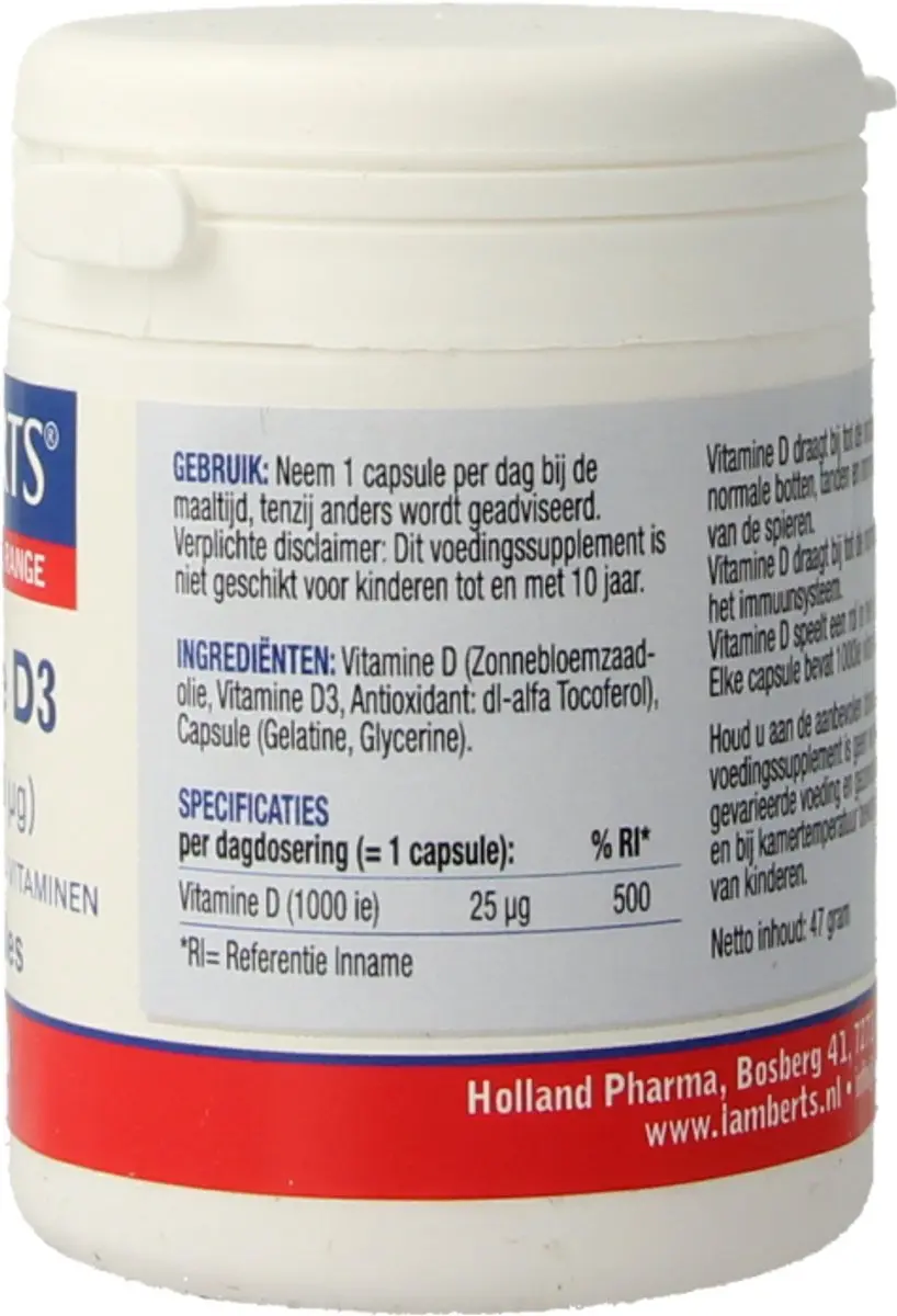 Lamberts Vitamine D3 1000IE 120 Capsules