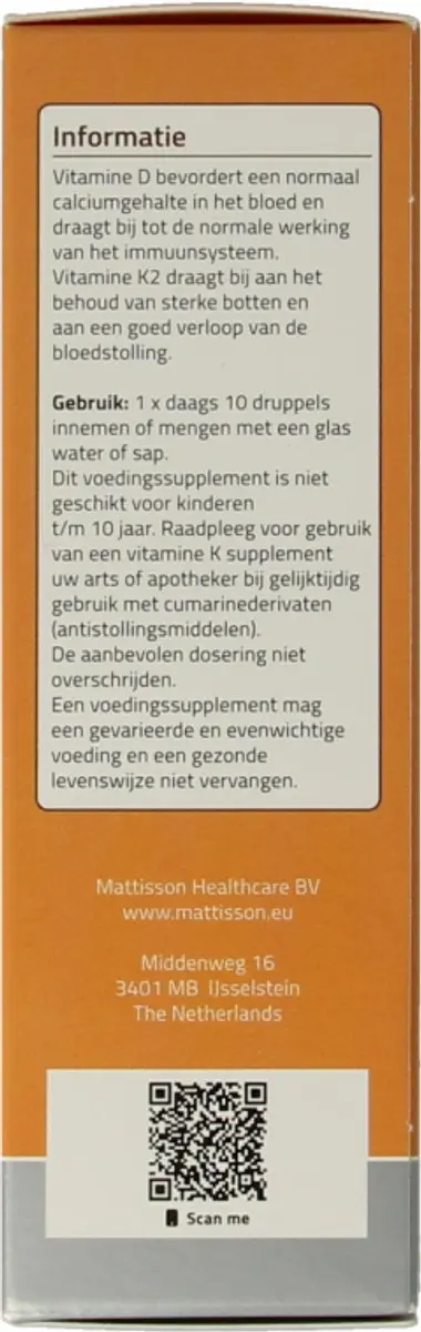 Mattisson Vegan Vitamine D3/K 25ml