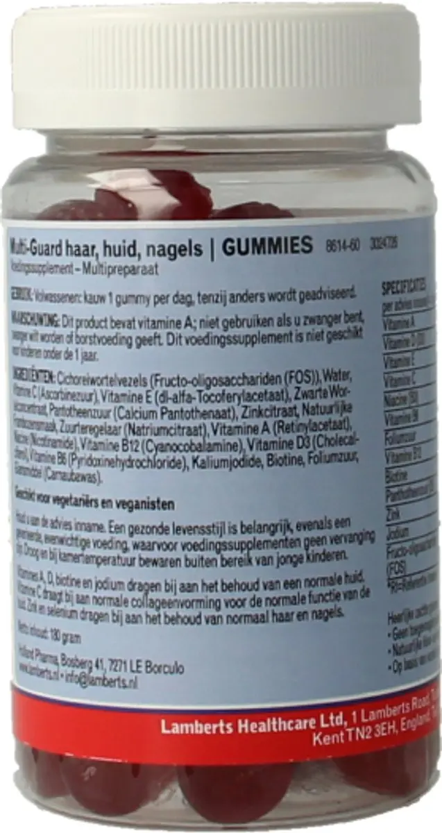 Lamberts Multi Guard Haar & Nagel Gummies 60 Stuks